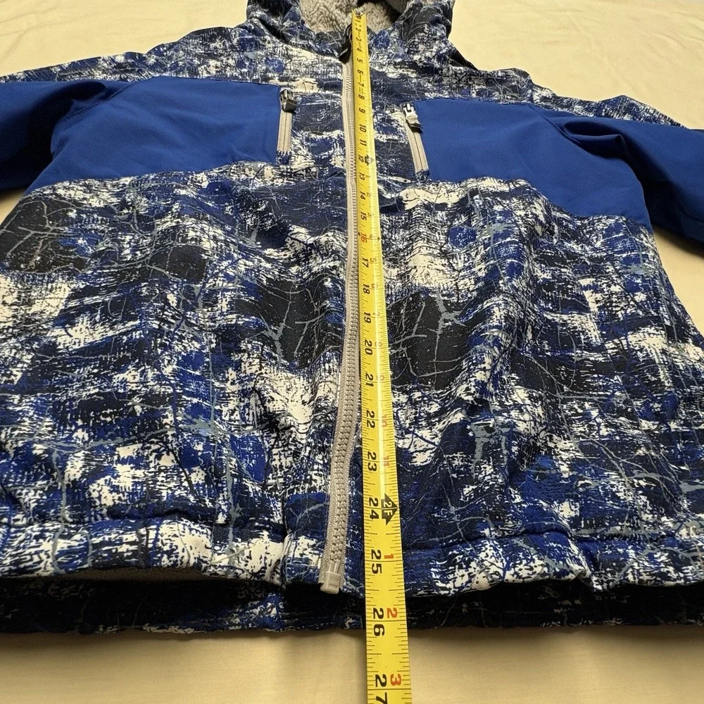 SwissTech Youth  (10-12) Hooded Full Zip Fleece Lined Jacket Blue/White/Gray